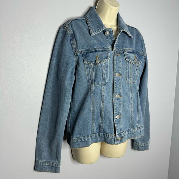 Hudson Women's Long Sleeve Cotton Denim Jean Jacket Solid Blue Women's 1X New - Picture 3 of 10